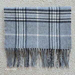 NWOT Enzo Mantovani Wool/Cashmere Scarf in Plaid Grey Black